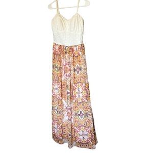 Lilly Rose Dress Size Large 
Lined Layered Maxi Orange, Yellow